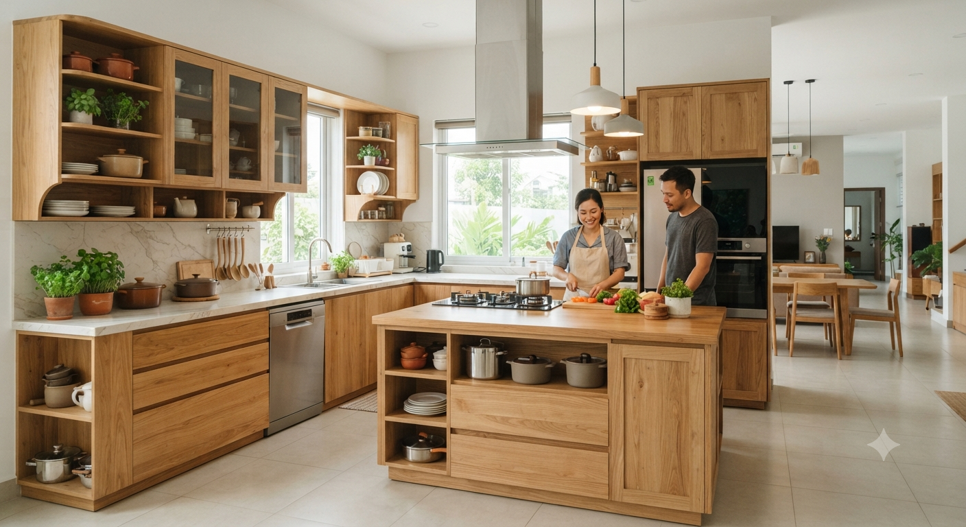 Tổng quan về vai trò của kệ bếp gỗ trong không gian sống